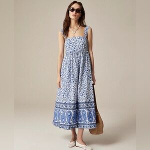 JCREW Tall squareneck midi dress in bandana block print